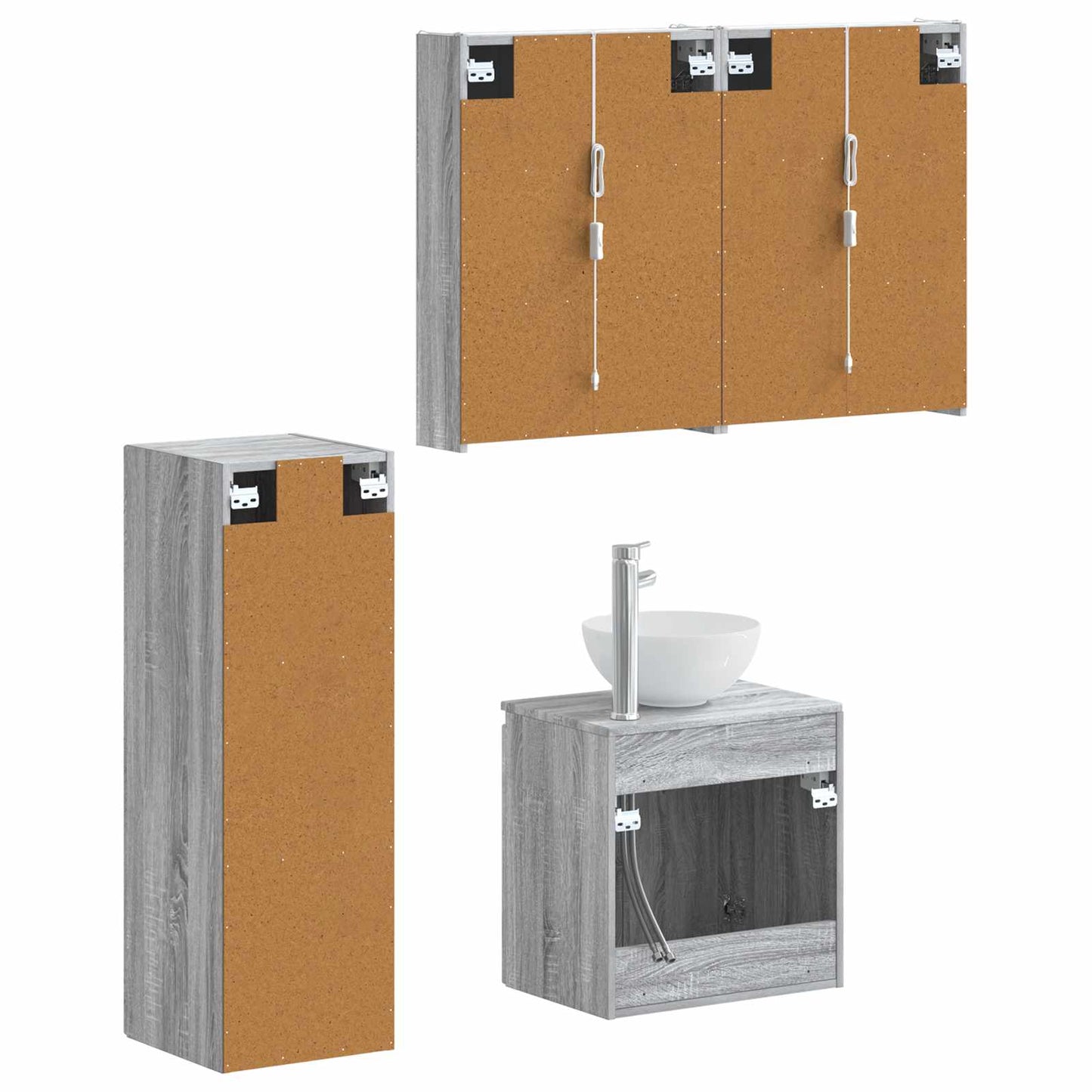 vidaXL Bathroom Furniture Set 4 pcs Grey Sonoma