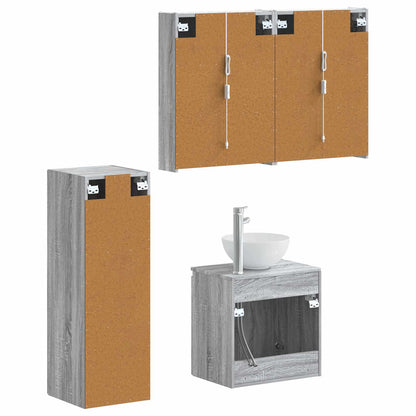 vidaXL Bathroom Furniture Set 4 pcs Grey Sonoma