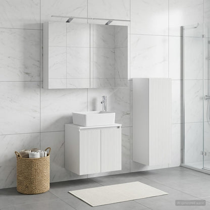 vidaXL Bathroom Furniture Set 4 pcs White Engineered Wood and Glass