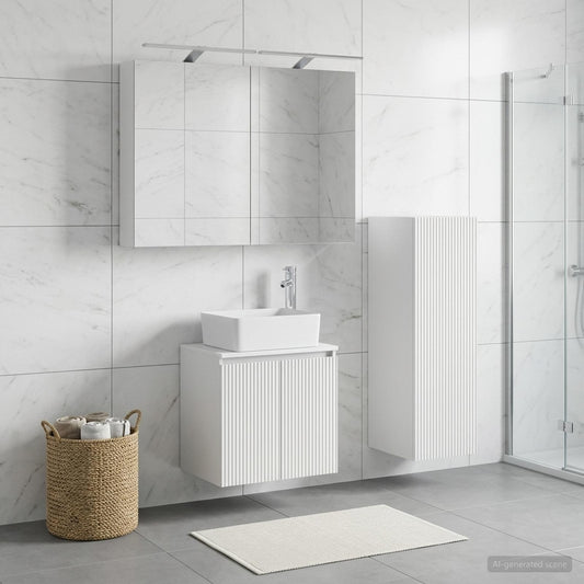 vidaXL Bathroom Furniture Set 4 pcs White Engineered Wood and Glass