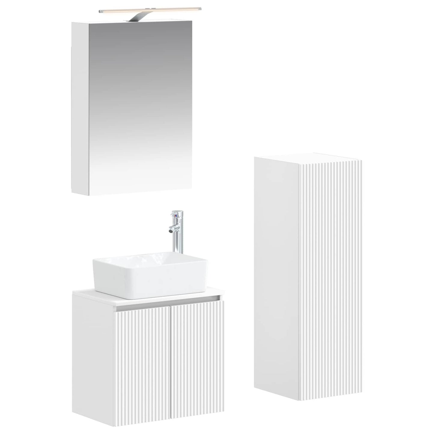 vidaXL Bathroom Furniture Set 4 pcs White Engineered Wood and Glass