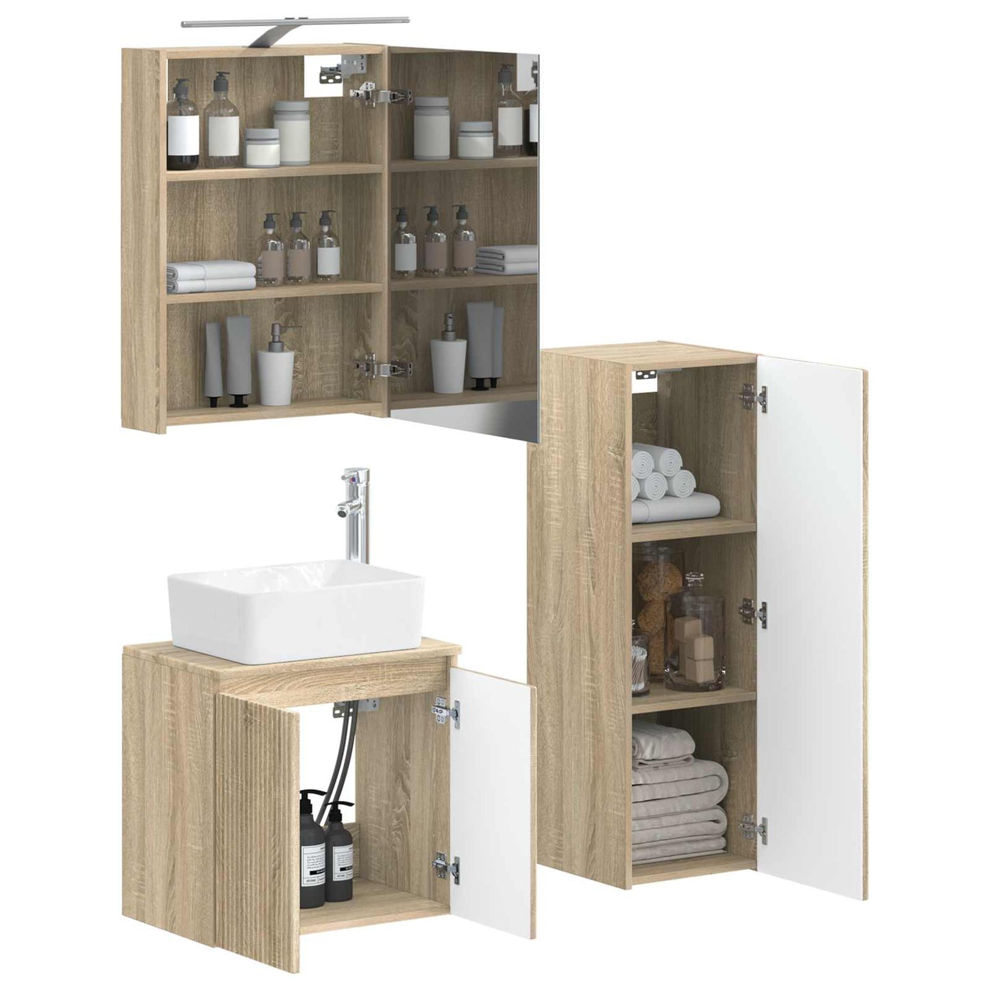 vidaXL Bathroom Furniture Set 4 pcs Sonoma Oak