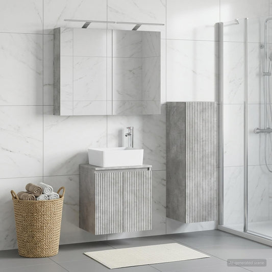 vidaXL Bathroom Furniture Set 4 pcs Concrete Grey