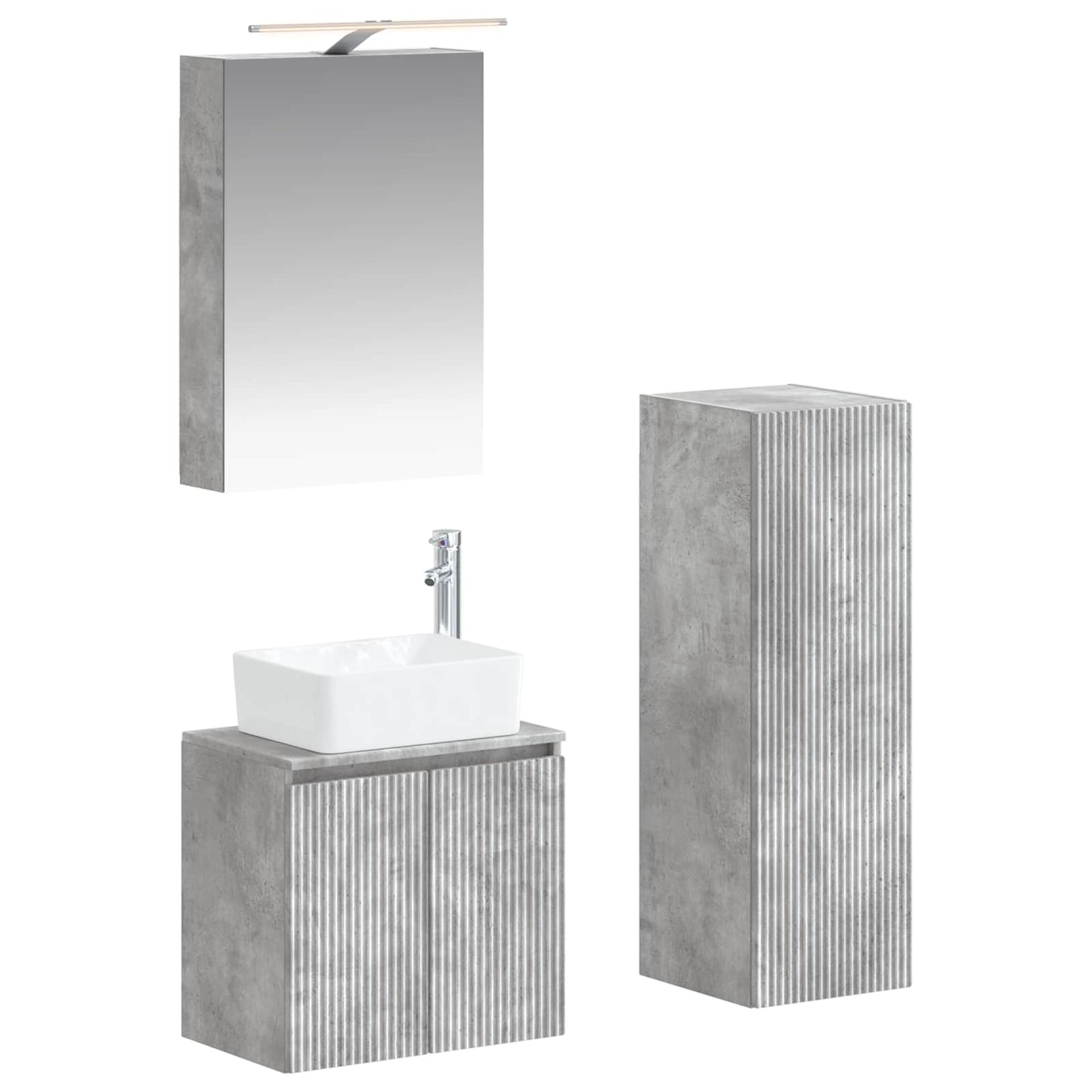 vidaXL Bathroom Furniture Set 4 pcs Concrete Grey