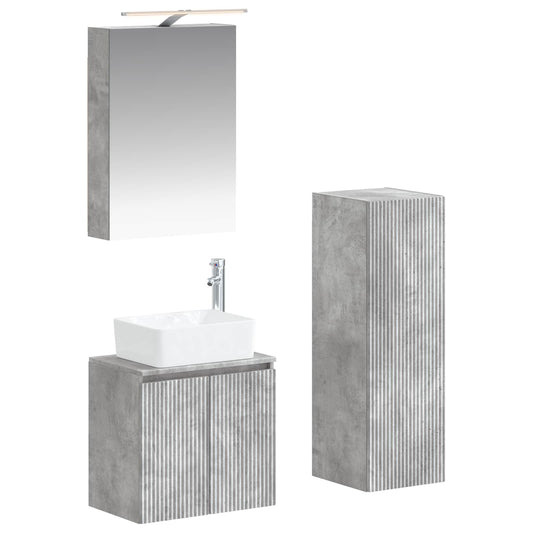 vidaXL Bathroom Furniture Set 4 pcs Concrete Grey