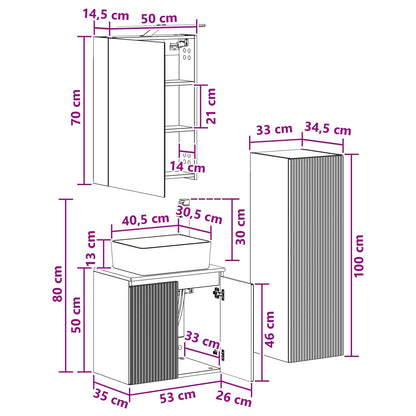 vidaXL Bathroom Furniture Set 4 pcs Concrete Grey