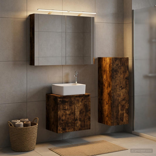 vidaXL Bathroom Furniture Set 4 pcs Smoked Oak