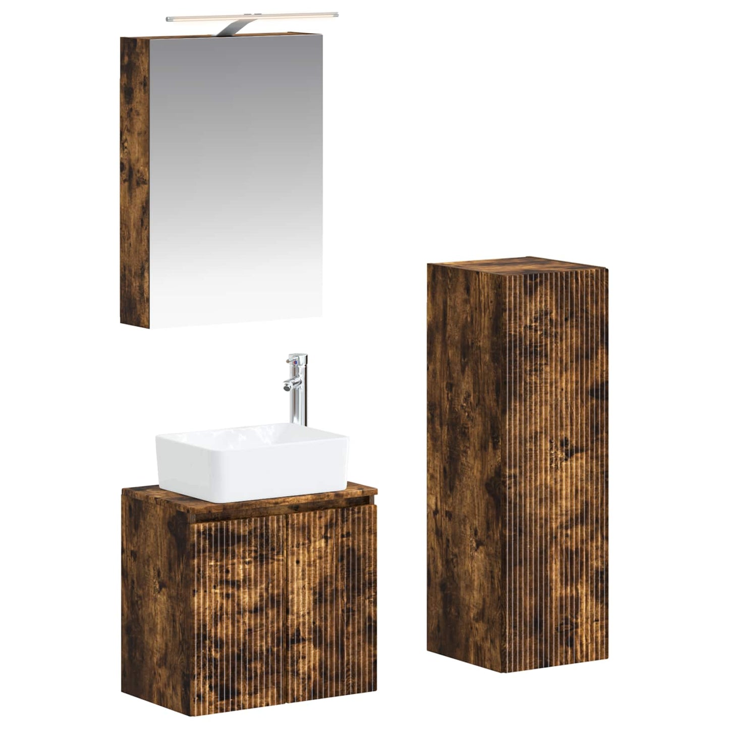 vidaXL Bathroom Furniture Set 4 pcs Smoked Oak
