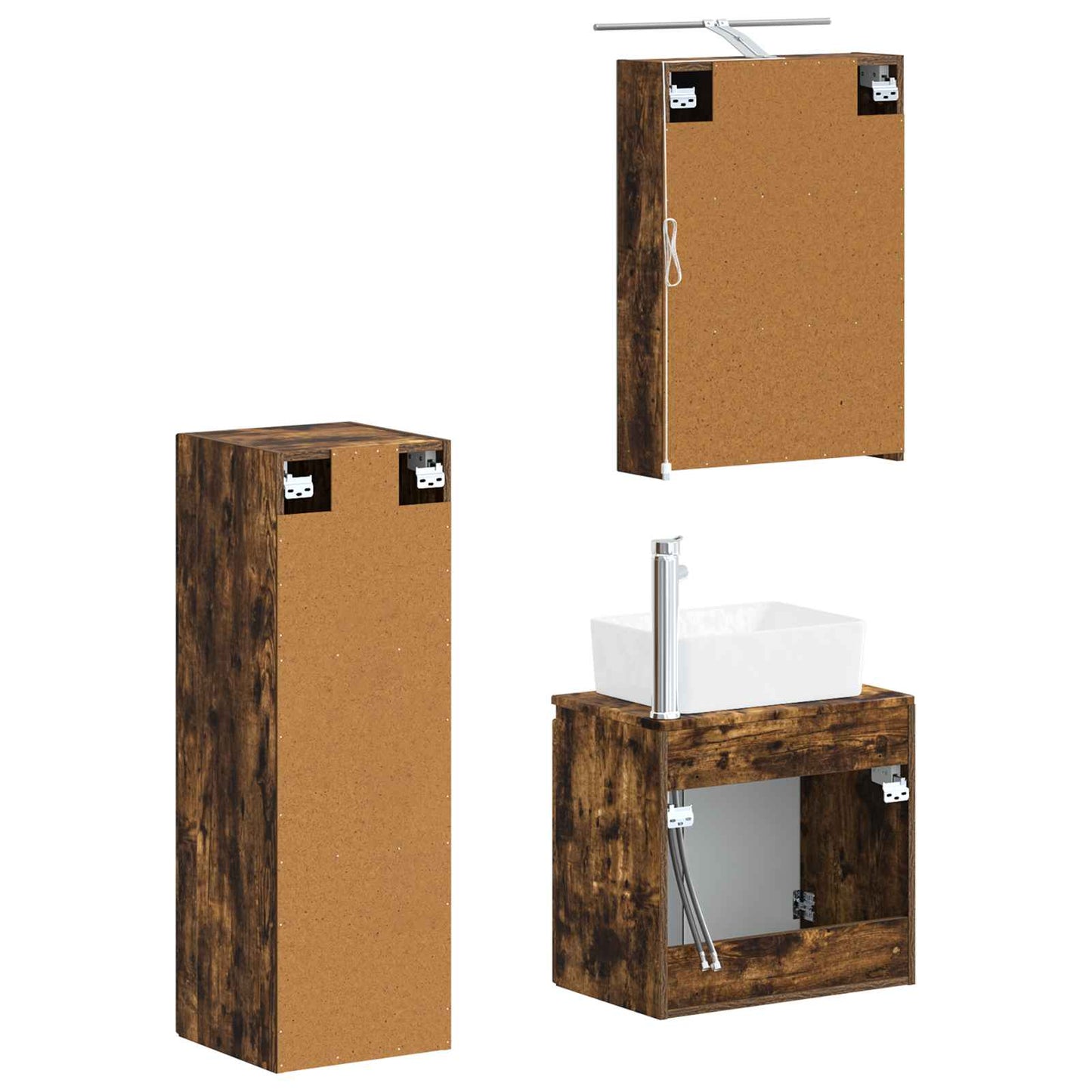 vidaXL Bathroom Furniture Set 4 pcs Smoked Oak