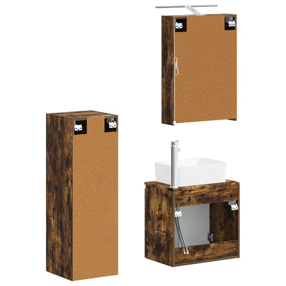 vidaXL Bathroom Furniture Set 4 pcs Smoked Oak