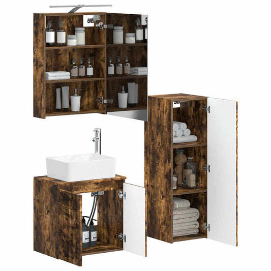 vidaXL Bathroom Furniture Set 4 pcs Smoked Oak