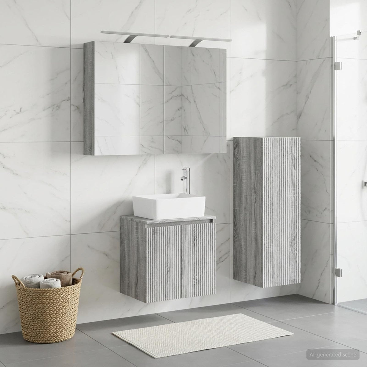 vidaXL Bathroom Furniture Set 4 pcs Grey Sonoma