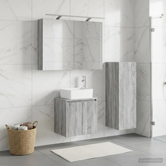 vidaXL Bathroom Furniture Set 4 pcs Grey Sonoma