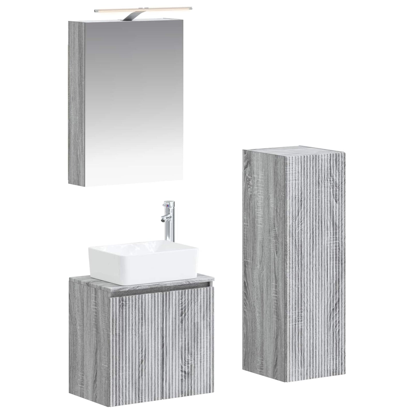 vidaXL Bathroom Furniture Set 4 pcs Grey Sonoma