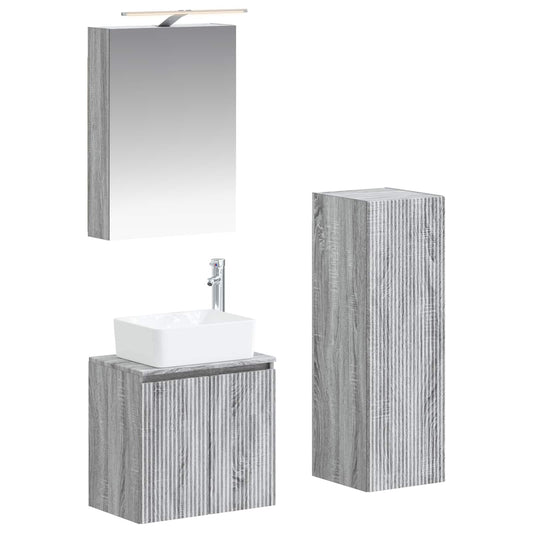 vidaXL Bathroom Furniture Set 4 pcs Grey Sonoma
