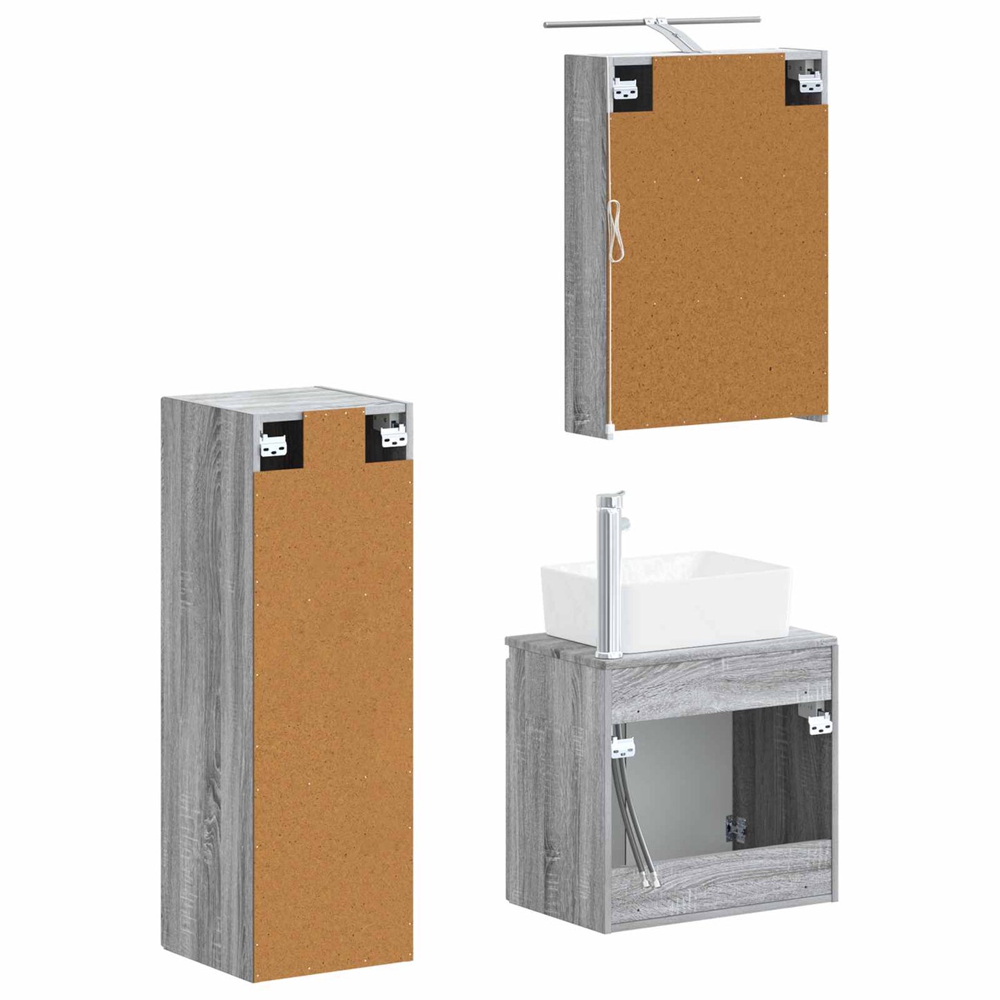 vidaXL Bathroom Furniture Set 4 pcs Grey Sonoma