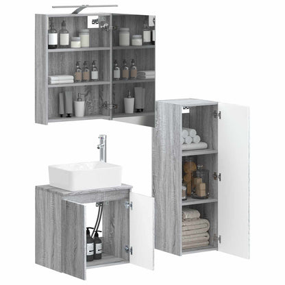 vidaXL Bathroom Furniture Set 4 pcs Grey Sonoma