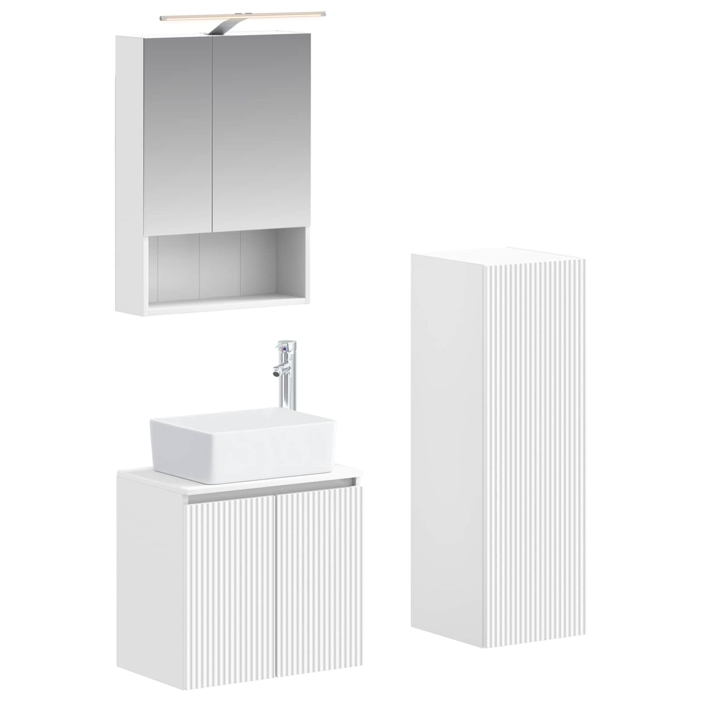 vidaXL Bathroom Furniture Set 4 pcs White Engineered Wood and Glass