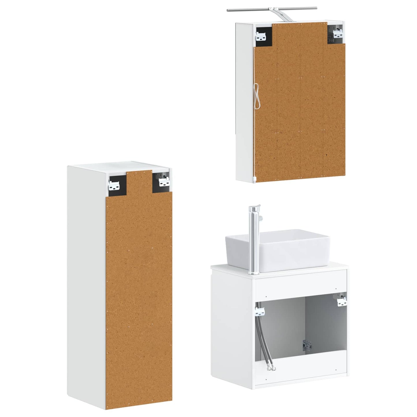 vidaXL Bathroom Furniture Set 4 pcs White Engineered Wood and Glass