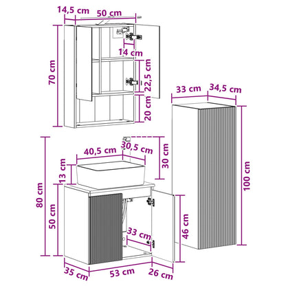 vidaXL Bathroom Furniture Set 4 pcs White Engineered Wood and Glass