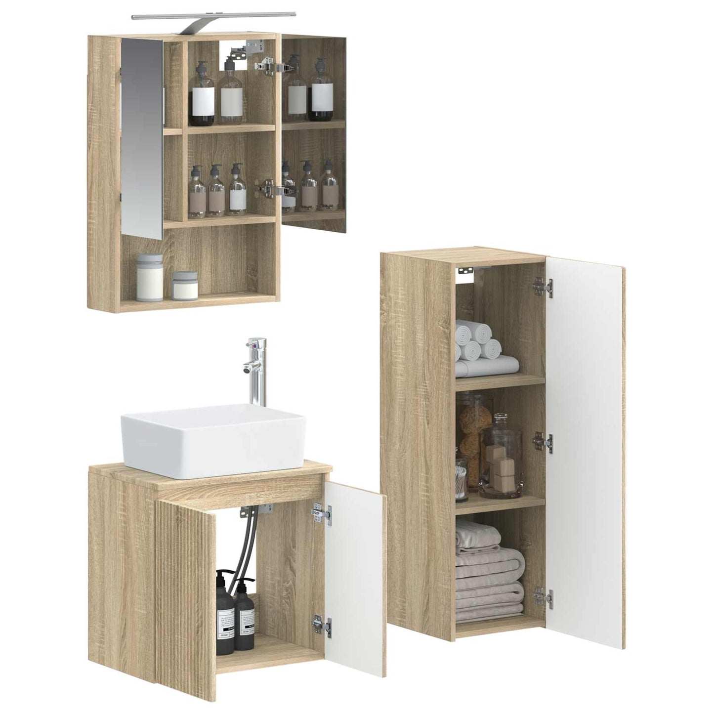 vidaXL Bathroom Furniture Set 4 pcs Sonoma Oak