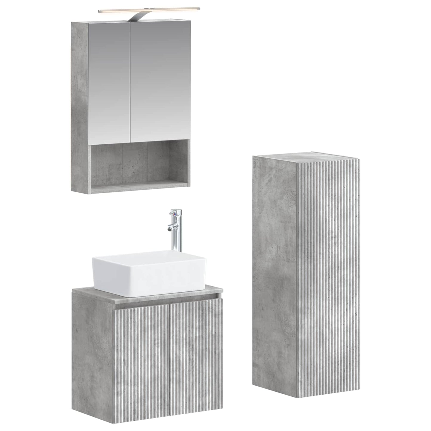 vidaXL Bathroom Furniture Set 4 pcs Concrete Grey