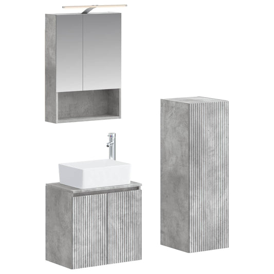 vidaXL Bathroom Furniture Set 4 pcs Concrete Grey
