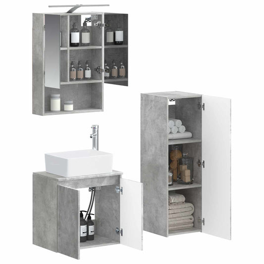 vidaXL Bathroom Furniture Set 4 pcs Concrete Grey