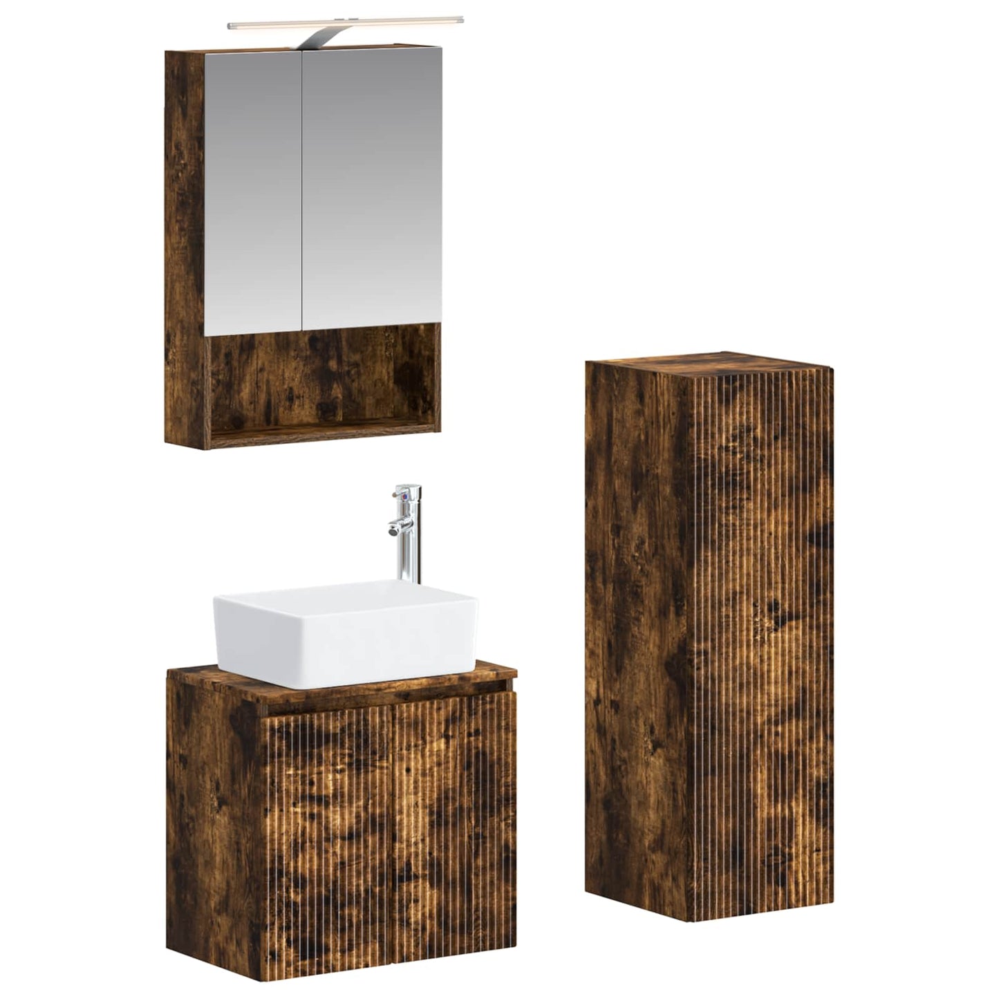 vidaXL Bathroom Furniture Set 4 pcs Smoked Oak