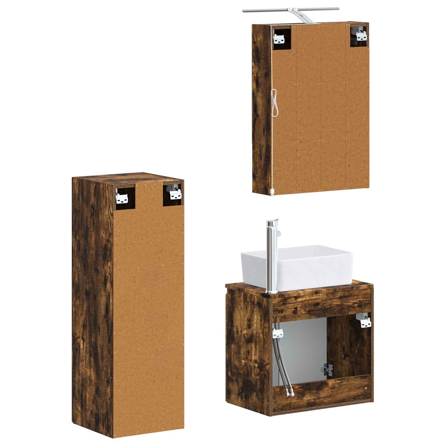 vidaXL Bathroom Furniture Set 4 pcs Smoked Oak