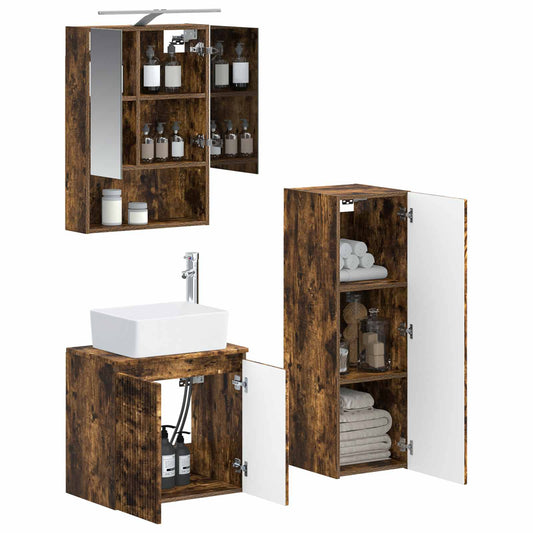 vidaXL Bathroom Furniture Set 4 pcs Smoked Oak