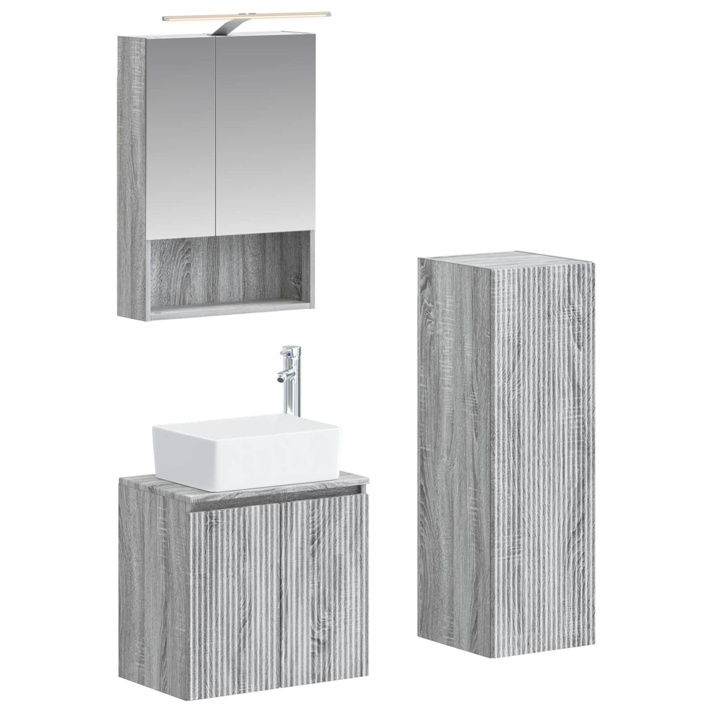 vidaXL Bathroom Furniture Set 4 pcs Grey Sonoma