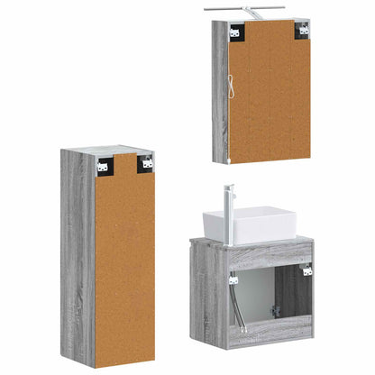 vidaXL Bathroom Furniture Set 4 pcs Grey Sonoma