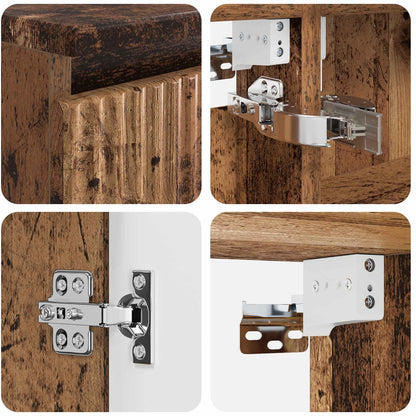 vidaXL Bathroom Furniture Set 4 pcs Old Wood Engineered Wood and Glass