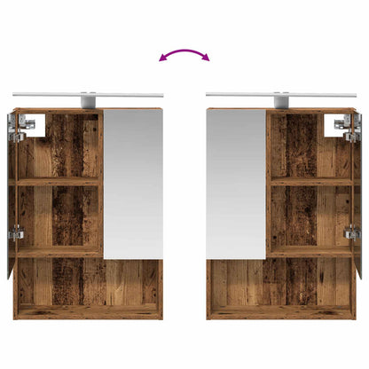 vidaXL Bathroom Furniture Set 4 pcs Old Wood Engineered Wood and Glass