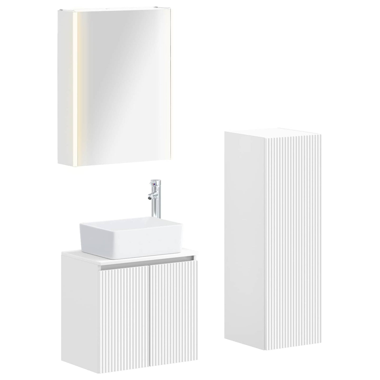 vidaXL Bathroom Furniture Set 4 pcs White Engineered Wood and Glass