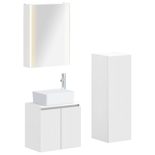 vidaXL Bathroom Furniture Set 4 pcs White Engineered Wood and Glass