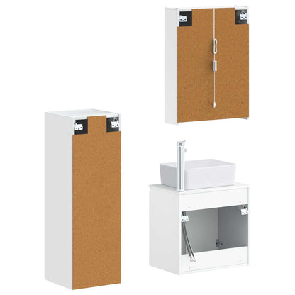 vidaXL Bathroom Furniture Set 4 pcs White Engineered Wood and Glass