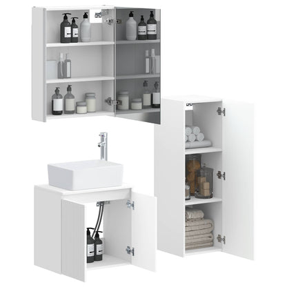 vidaXL Bathroom Furniture Set 4 pcs White Engineered Wood and Glass