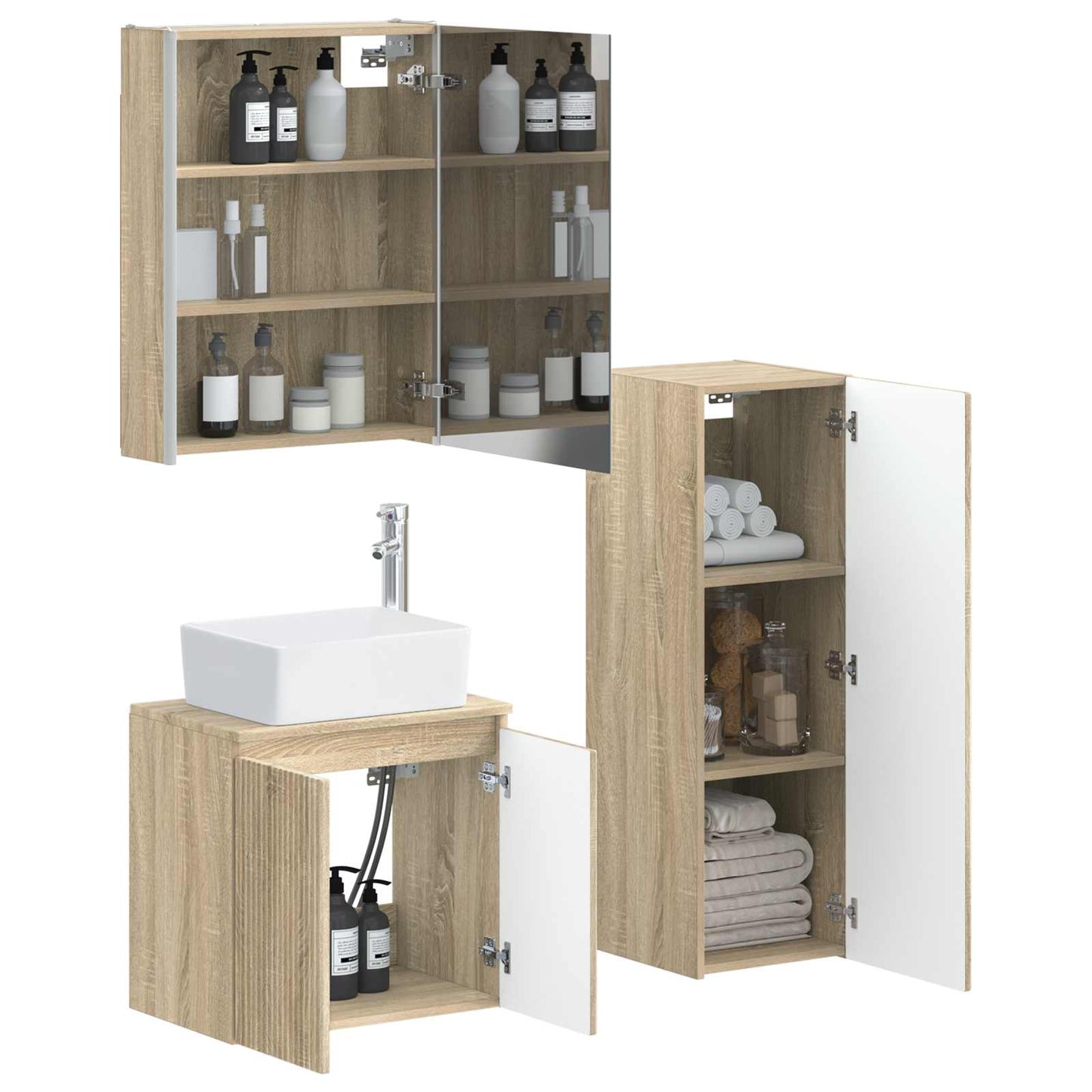 vidaXL Bathroom Furniture Set 4 pcs Sonoma Oak