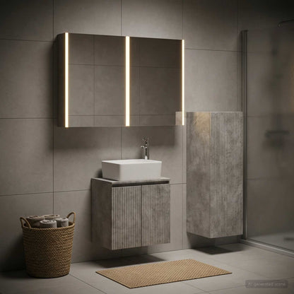 vidaXL Bathroom Furniture Set 4 pcs Concrete Grey