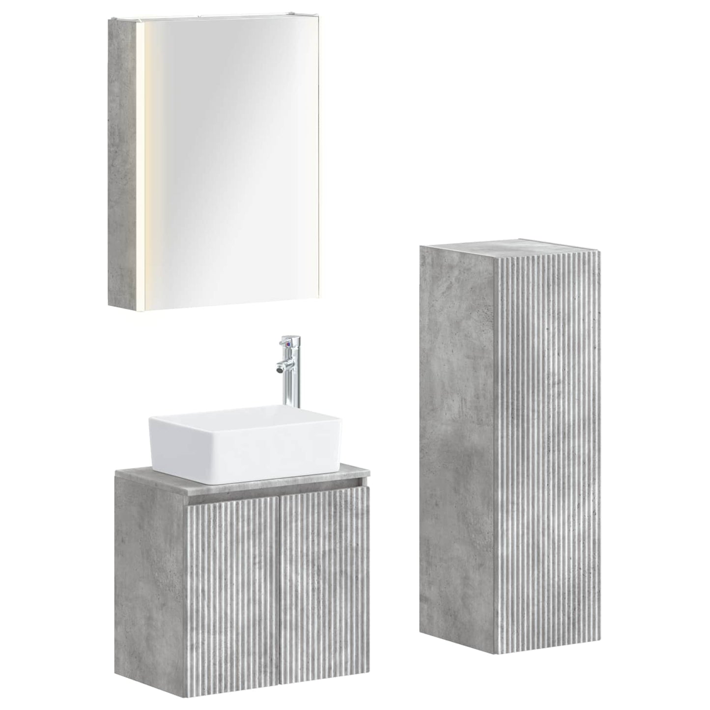 vidaXL Bathroom Furniture Set 4 pcs Concrete Grey