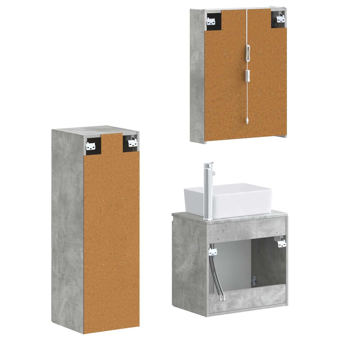 vidaXL Bathroom Furniture Set 4 pcs Concrete Grey