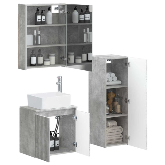 vidaXL Bathroom Furniture Set 4 pcs Concrete Grey