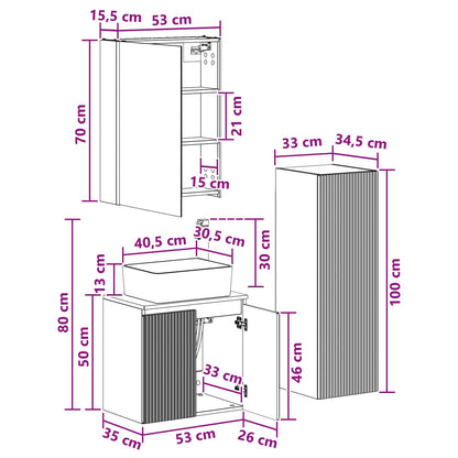 vidaXL Bathroom Furniture Set 4 pcs Concrete Grey