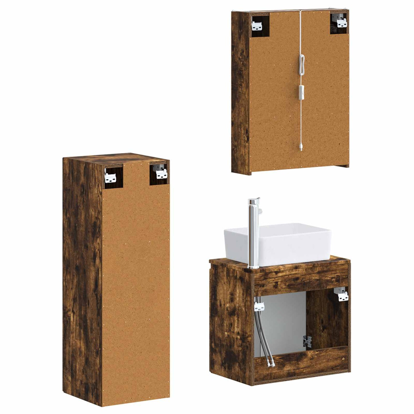 vidaXL Bathroom Furniture Set 4 pcs Smoked Oak