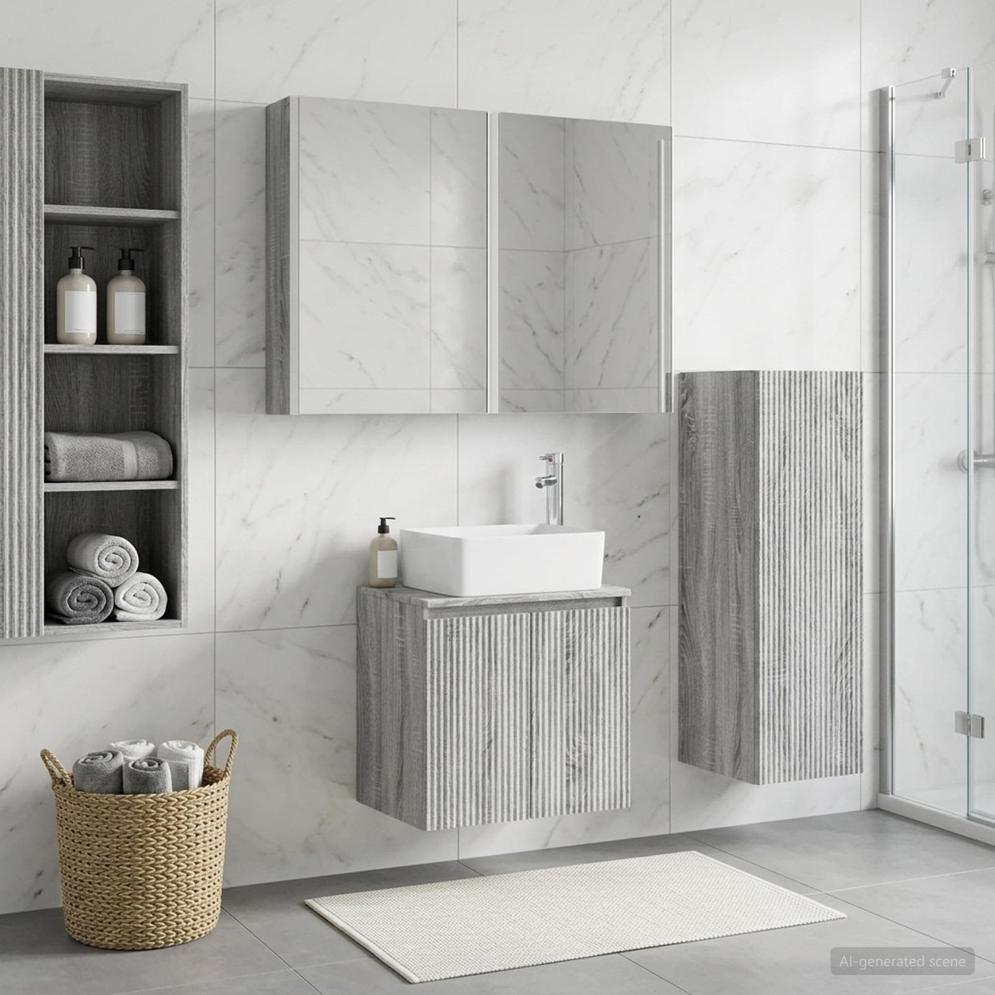 vidaXL Bathroom Furniture Set 4 pcs Grey Sonoma