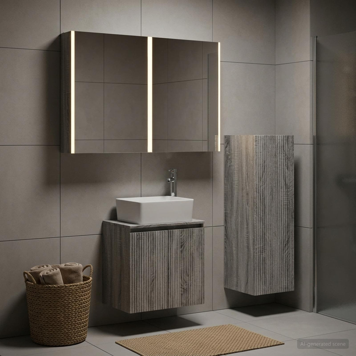 vidaXL Bathroom Furniture Set 4 pcs Grey Sonoma