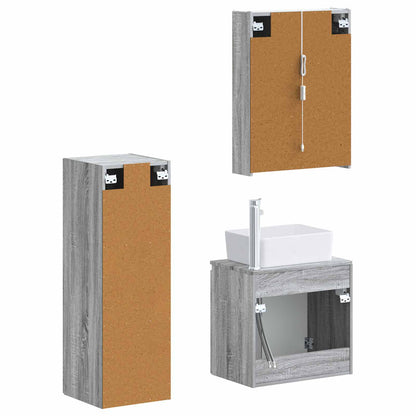 vidaXL Bathroom Furniture Set 4 pcs Grey Sonoma