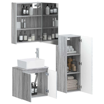 vidaXL Bathroom Furniture Set 4 pcs Grey Sonoma